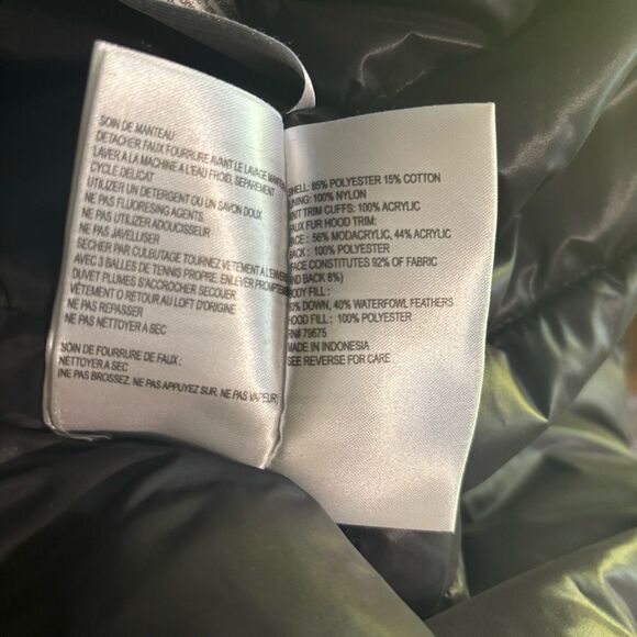 Michael Kors Missy Faux Fur Down Black Anorak Jacket Large - Picture 5 of 6